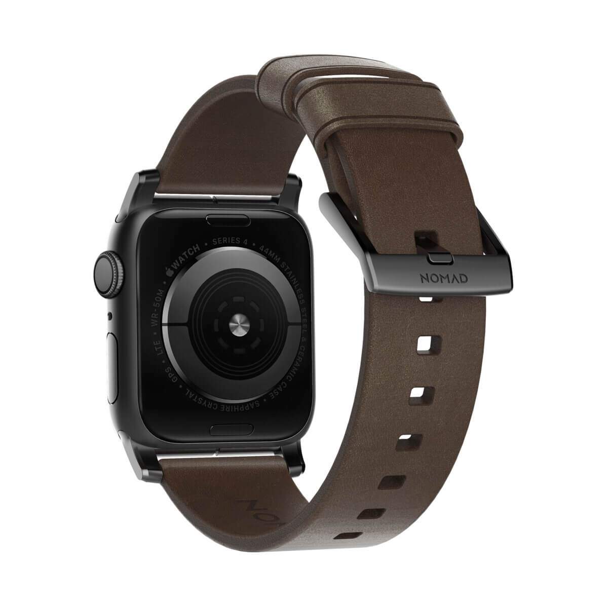 Strap Modern Slim Leather - кожена (естествена кожа) каишка за Apple Watch 38мм, 40мм (кафяв-черен)