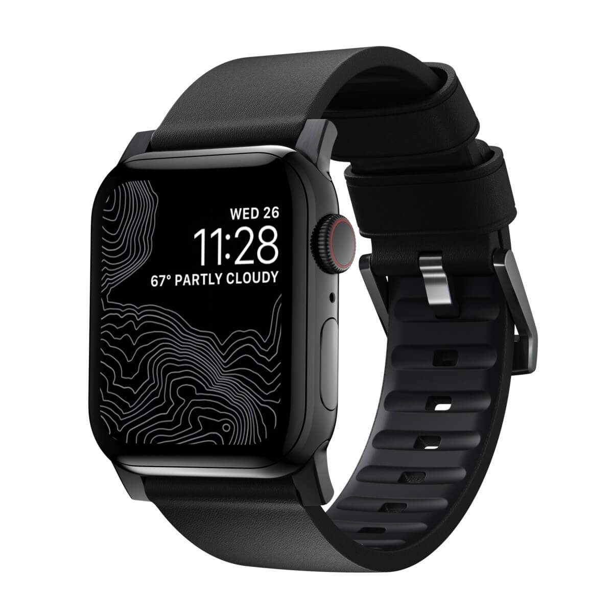 Active Strap Modern Leather ProV2 - кожена (естествена кожа) каишка за Apple Watch 42мм, 44мм (черен)