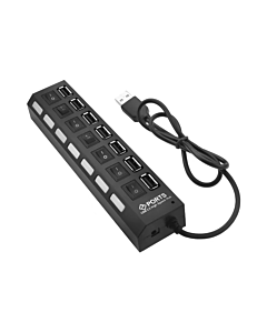 USB хъб DLFI, USB 2.0, 7 Порта, Черен - 12054