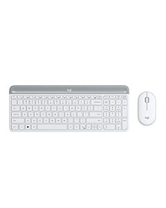 Kомплект безжични клавиатура с мишка Logitech MK470, Бяла