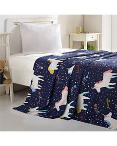 Горна завивка Eponj Home 143EPJ5958, 100 процента памук, 160x323 см, Еднорози, Тъмносин