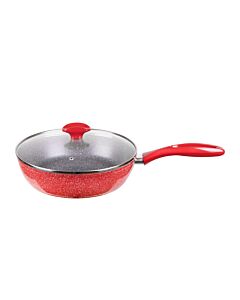 Дълбок тиган с капак Voltz V54419A26CD, 26 см, 6.5 см, Мраморно покритие, Индукция, Червен