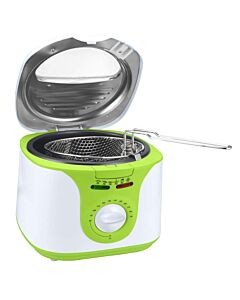 Фритюрник Voltz V51980A, 2 литра, 1300W, 80-190 C, Незалепващ съд, Бял/зелен
