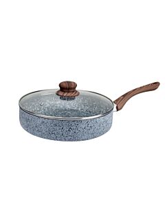 Тиган с капак Oliver Voltz Siena OV51319J28CD, 28 см, Дълбок, Мраморно покритие, Индукция, Сив