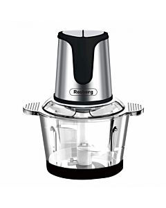 Чопър Rosberg R51111D, 400W, 2 литра, Стъклена купа, 2 скорости, Инокс/черен