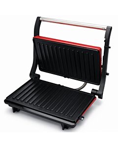 Сандвич тостер Panini Oliver Voltz OV51442R, 1000W, Незалепващи плочи, Отваряне на 180°, Тавичка за мазнина, Червен
