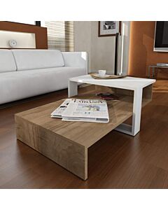 Холна маса Kalune Design 731WAT2801, 80x32x43 см, 2 нива, ПДЧ, Меламиново покритие, Кафяв/бял