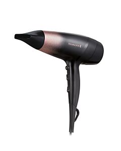 Сешоар Remington D5305 Rose Shimmer, 2200W, Йонизация, 110 км/ч струя, Cool Shot, Черен/Розов