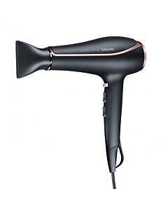Сешоар Beurer HC 80, 2200 W, Тройна йонизация, AC мотор, 3 температурни настройки, 2 скорости, Аксесоари, Черен