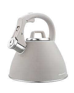 Свирещ чайник Klausberg KB 7953, 2.5 л, Неръждаема стомана, Топлоизолирана дръжка, Индукция, Бежов