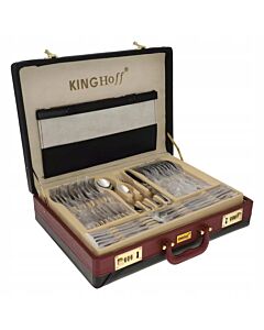 Комплект прибори за хранене Kinghoff KH 3504, 72 части, За 12 човека, Куфар, Неръждаема стомана, Сребрист
