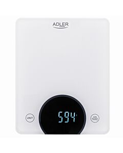 Кухненска везна Adler AD 3173W, 10кг, LED, Тара, g/lb:oz/ml/oz, Бял