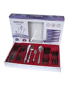 Комплект прибори за хранене Bohmann BH 7124MR, Кутия, Неръждаема стомана, 24 бр, Инокс