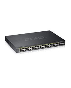 Суич ZYXEL GS1920-48HP, 44х GbE порта, 4х Combo порта SFP/RJ-45, Управляем, Монтаж в шкаф