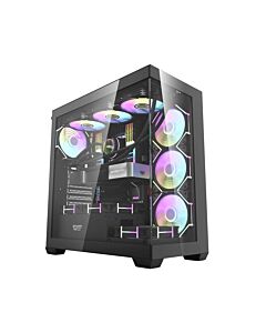 Darkflash кутия Case ATX - DS900 Black - 7 x 120 mm A-RGB fans included, USB-C