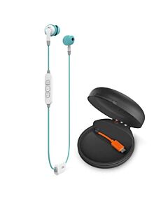 JBL Inspire 700 - безжични спортни слушалки с микрофон и управление на звука за iPhone, iPod и iPad и мобилни устройства (бял-син)