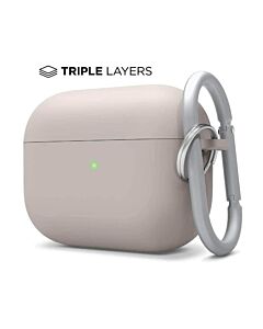 Elago Airpods Pro Liquid Hybrid Hang Case - твърд силиконов кейс с карабинер за Apple Airpods Pro (сив)