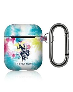 U.S. Polo Assn. Airpods Tie & Dye Silicone Case - силиконов калъф с карабинер за Apple Airpods и Apple Airpods 2 (шарен)