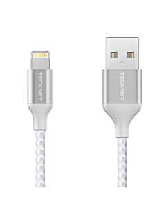 TeckNet P6100 Braided MFi Lightning to USB Cable - изключително здрав и качествен плетен Lightning кабел за iPhone, iPad, iPod с Lightning (100 см) (сребрист)