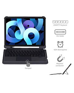 4smarts Keyboard Case Solid QWERTY - кожен калъф с клавиатура, тъчпад и поставка за Apple Pencil за iPad Air 4 (2020) (черен)