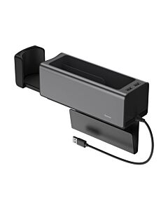 Baseus Deluxe Metal Armrest Console Organizer - органайзер за автомобил с възможност за свързване към зарядно за кола и два USB изхода (черен)