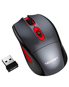TeckNet EWM01255RA01 Wireless Mouse - ергономична безжична мишка (за Mac и PC) (черен-червен)