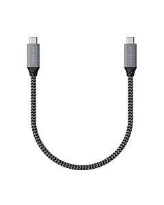 Satechi USB4 USB-C to USB-C Cable, 8K, 100W, 40Gbps - здрав USB4 кабел с въжена оплетка за устройства с USB-C порт (25 см) (черен)