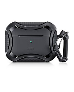 ESR AirPods Pro Cyber Armor Halolock MagSafe Case - силиконов удароустойчив калъф с карабинер съвместим с MagSafe за Apple AirPods Pro 2, AirPods Pro (черен)