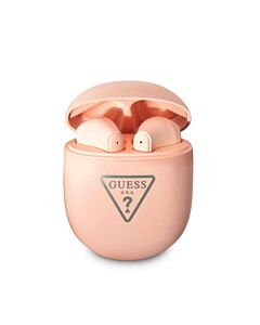 Guess Triangle Logo 5.0 4H Stereo TWS Headset - безжични блутут слушалки със зареждащ кейс за мобилни устройства (розов)