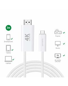 4smarts 4K 60Hz USB-C to HDMI PD Cable - кабел с поддръжка на 4K за свързване и PD зареждане от USB-C към HDMI (200 см) (бял)