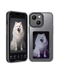 Techsuit SmartScreen NFC Hybrid Case - иновативен хибриден удароустойчив кейс с вграден дисплей за iPhone 15 (черен)