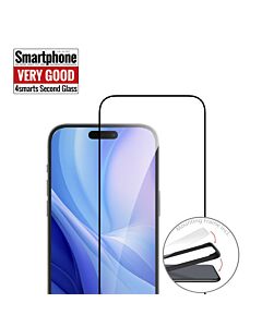 4smarts Second Glass Full Cover Glass - калено стъклено защитно покритие за дисплея на iPhone 16 Plus (черен-прозрачен)
