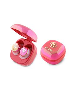 Guess 4G Logo Mini True Wireless Stereo TWS Headset - безжични блутут слушалки със зареждащ кейс за мобилни устройства (розов)
