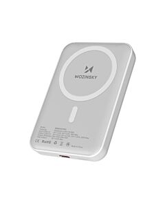 Wozinsky Magnetic Wireless Charging Power Bank 10000 mAh 20W - преносима външна батерия с USB-C порт и безжично зареждане с MagSafe (бял)