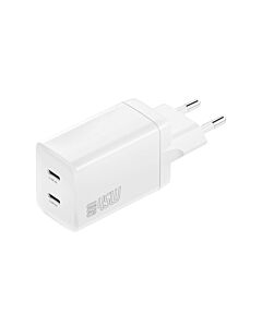 4smarts GaN 2C Wall Charger Dual USB-C 45W - захранване за ел. мрежа с 2xUSB-C PD изходи с технология за бързо зареждане (бял) (bulk)