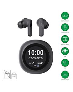 4smarts SkyBuds Screen Pro ANC TWS In-Ear Bluetooth Earphones - безжични блутут слушалки със зареждащ кейс (черен)