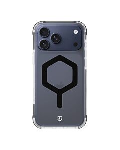 Хибриден удароустойчив кейс с MagSafe за iPhone 17 Pro Max - Tactical MagForce Hexagon Cover (черен-прозрачен)