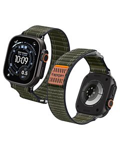 Текстилна каишка за Apple Watch 42мм, 44мм, 45мм, 46мм, Ultra, Ultra 2, Ultra 3 49мм - Spigen Fabric Sport Band Hook and Loop (зелен)