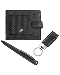 Мъжки комплект химикалка, портфейл и ключодържател Auto Set с логото на BMW AS4202