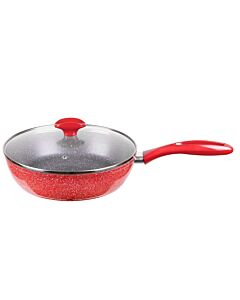 Тиган с капак ZEPHYR Red Passion ZP 4419 E24CD, 24х6.5 см, Мраморно покритие, Индукция, Червен