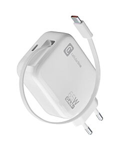 Cellularline Ролетно зарядно GaN, 220V, 30W, USB-C кабел + USB-C порт 14501