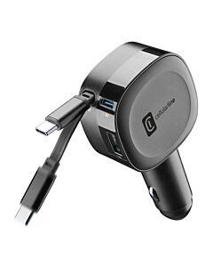 Cellularline Ролетно зарядно за кола 12V 60W – USB-C + USB Quick Charge 14652