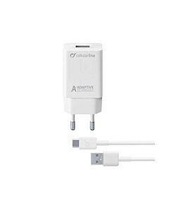 Cellular line Комплект адаптивно зарядно Type-C, 220V, Type-C кабел, 15W 4679