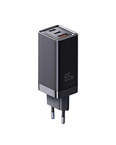 Зарядно устройство Xmart 2 x Type-C PD и 1 x USB QC3.0, GaN, 65W, Черно
