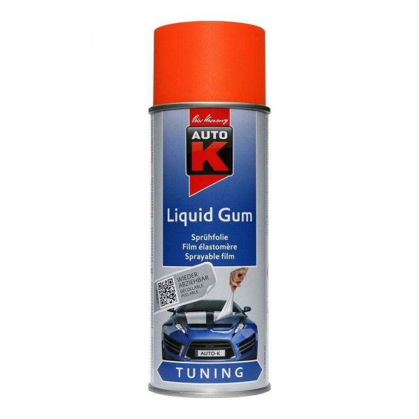 Спрей каучукова боя Auto-K Liquid Gum, отстраняващ се, Неоново оранжев, 400  мл ▷ AZO.BG ◁