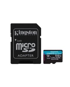 Карта памет Kingston Canvas Go! Plus microSDXC 512GB, UHS-I, Class 10, U3, V30, A2, Адаптер