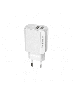 Мрежово зарядно устройство DeTech, DE-09, 5V/2.4A 220V, 2 x USB, Бял - 14139