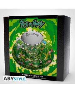 Комплект ABYSTYLE RICK AND MORTY Mirror mug & plate set Portal, Чаша, Подложка