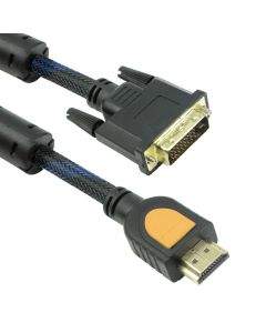 Кабел DeTech HDMI - DVI, 3m, Ферит, Черен, HQ - 18190