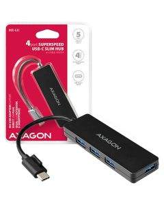 USB хъб AXAGON HUE-G1C 4x USB3.1 Gen1 SLIM hub w. 14cm Type-C cable HUE-G1C HUE-G1C
